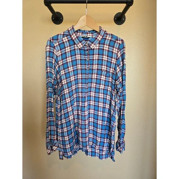 Kavu button up plaid shirts size large 100% Rayon - Picture 8 of 9